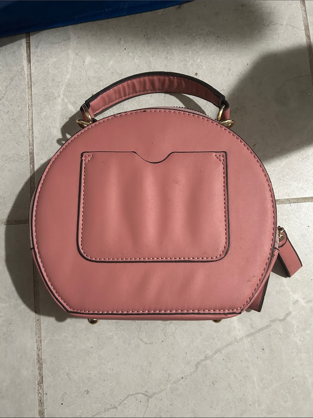 Studded Round Pink Top-Handle Bag with Gold Hardware - Picture 2 of 5